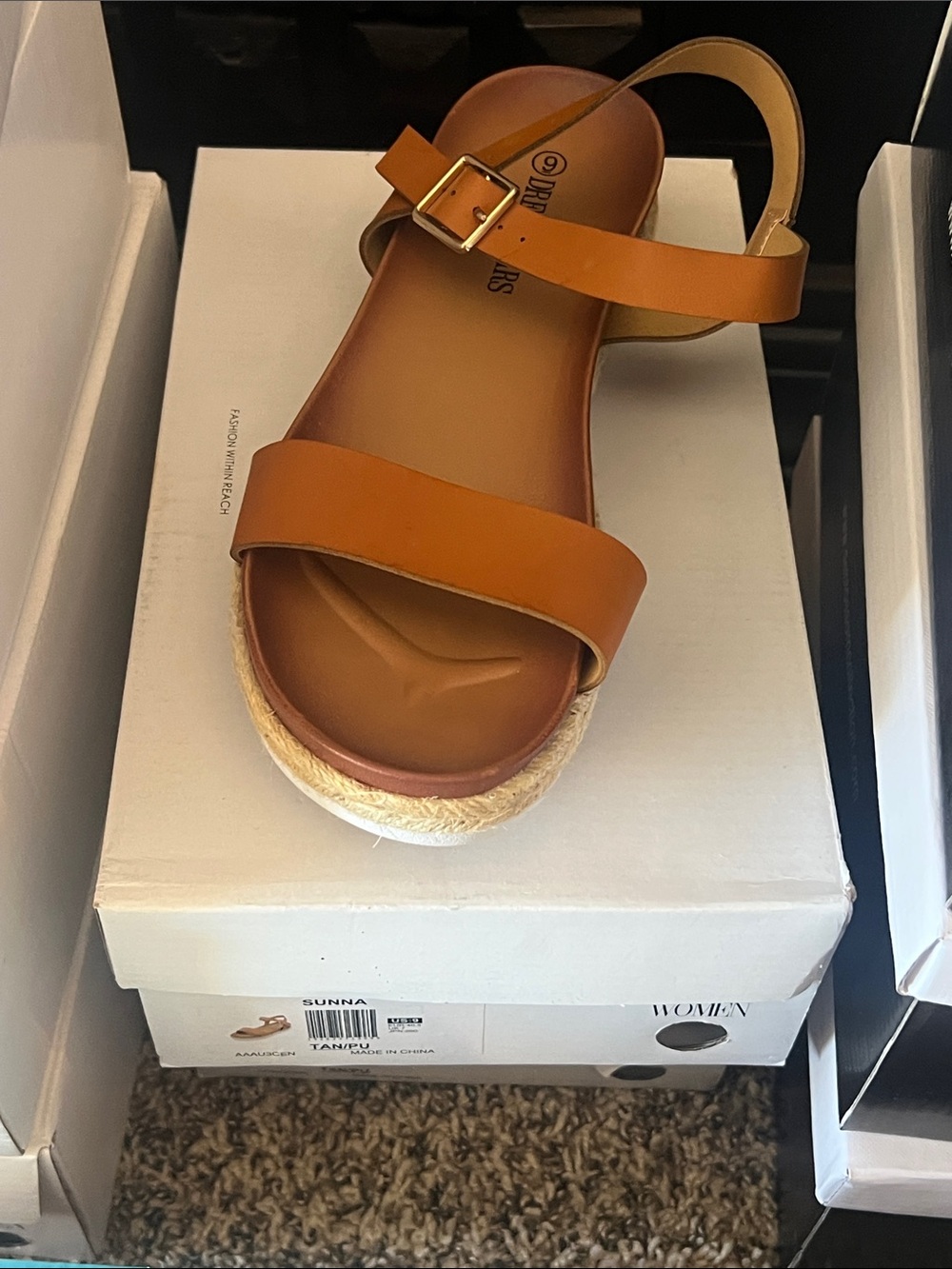 NIB DREAM PAIRS Tan Espadrille Flatform Sandals Open Toe Ankle Strap - Picture 8 of 8